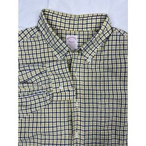 Brooks Brothers Shirt Adult 17-3 Black Yellow‎ Button Up Long Sleeve Mens